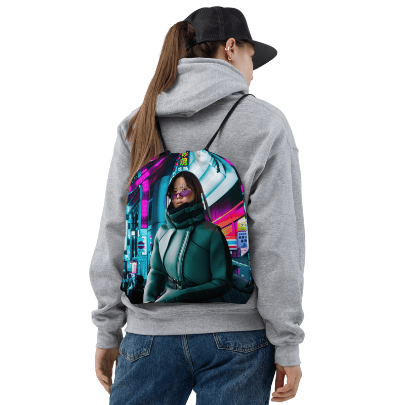 Neon Nomad Drawstring bag, Neon Nomad Drawstring bag mockup
